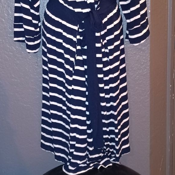 Navy & Striped robe w/attached belt - Picture 2 of 8